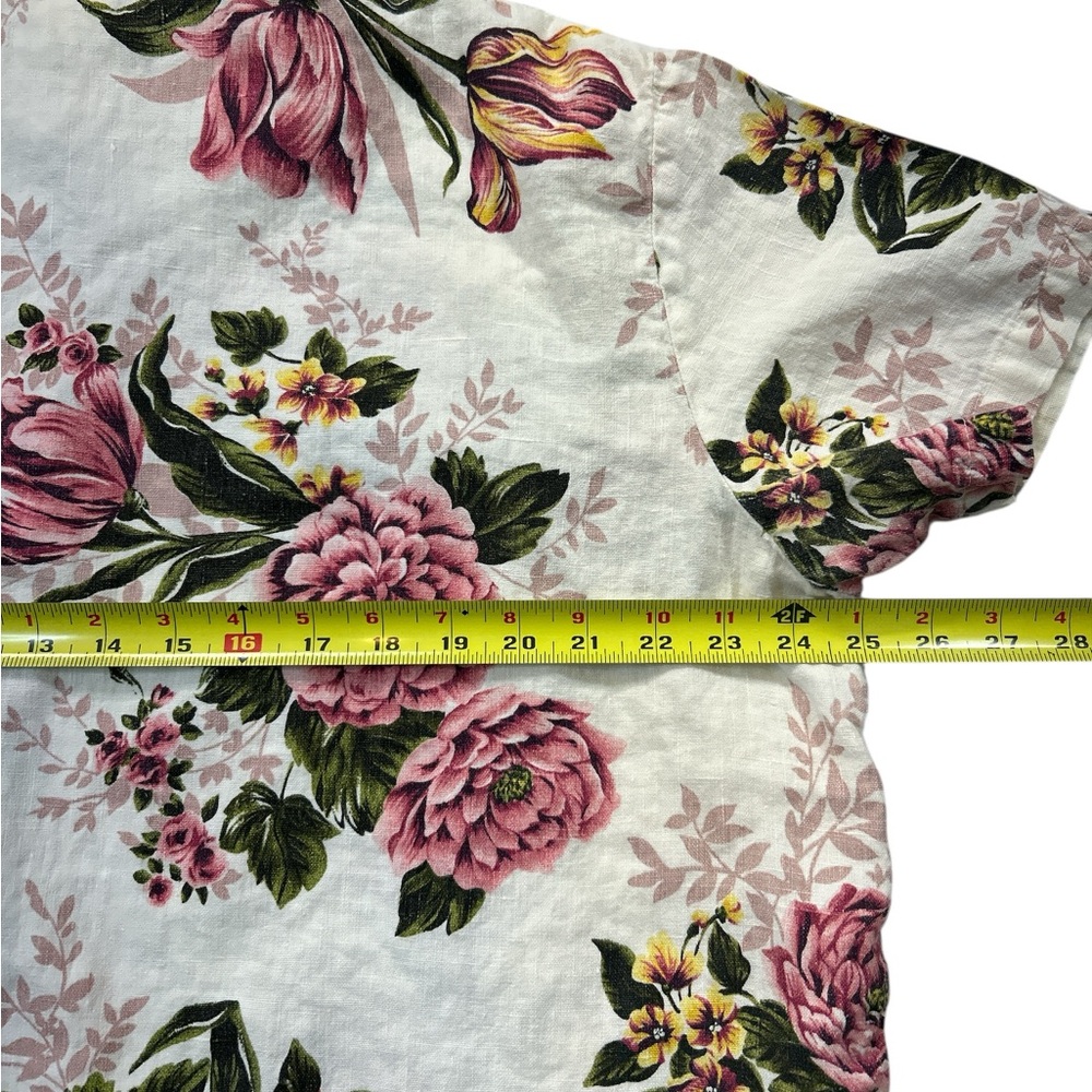 100% Linen Floral Women Pajamas Set - Pink and Cream.XL - Picture 11 of 11